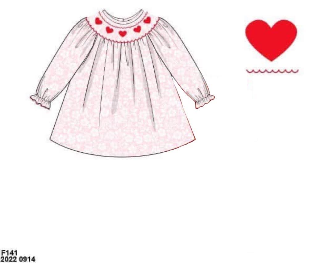 Pre Order 146: Valentine- Girls Pink Floral Smocked Shirt