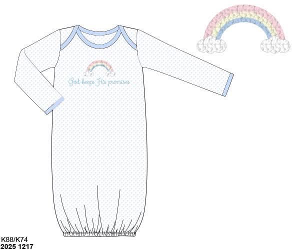 Pre Order 139: God's Promise- Boys Knit French Knot Baby Gown
