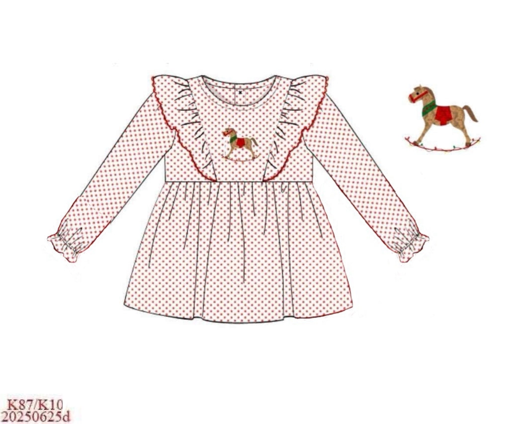 RTS: Christmas Shirt Only- Girls Rocking Horse Shirt