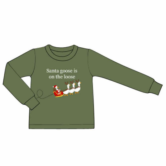 RTS: Christmas Shirt Only- Boys Goose Sleigh Shirt