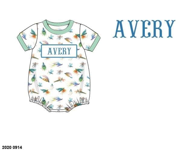 Pre Order 139: Watercolor Lures- Boys Knit Name Smock Bubble