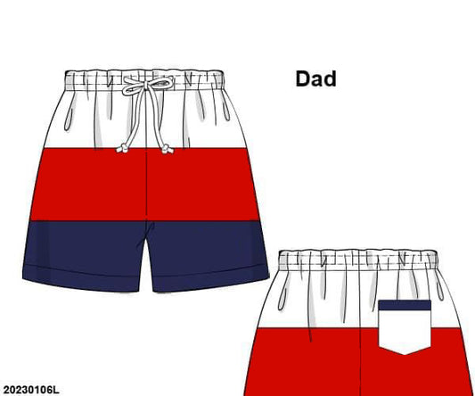 RTS: Patriotic Colorblock Swim Collection- Dad Swim Shorts