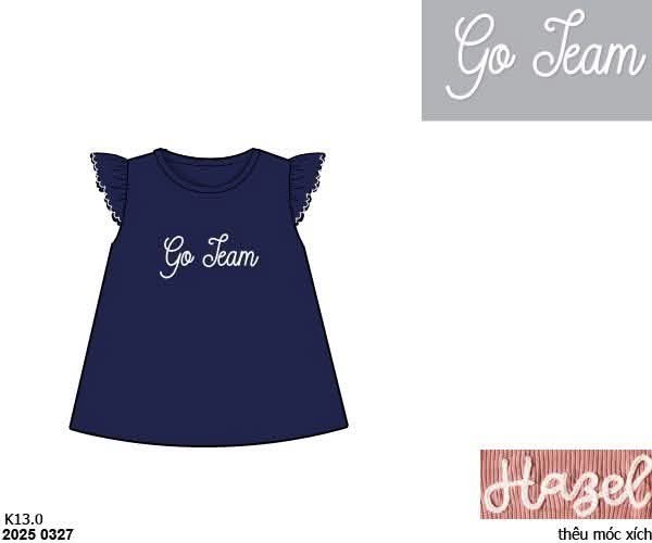 Pre Order 146: Basic Tees- Girls Navy Chainstitch Knit Shirt