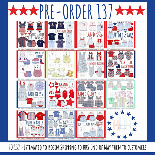 Pre Order 137. CLOSED (Ships TO BBS warehouse end of May then to customers.)