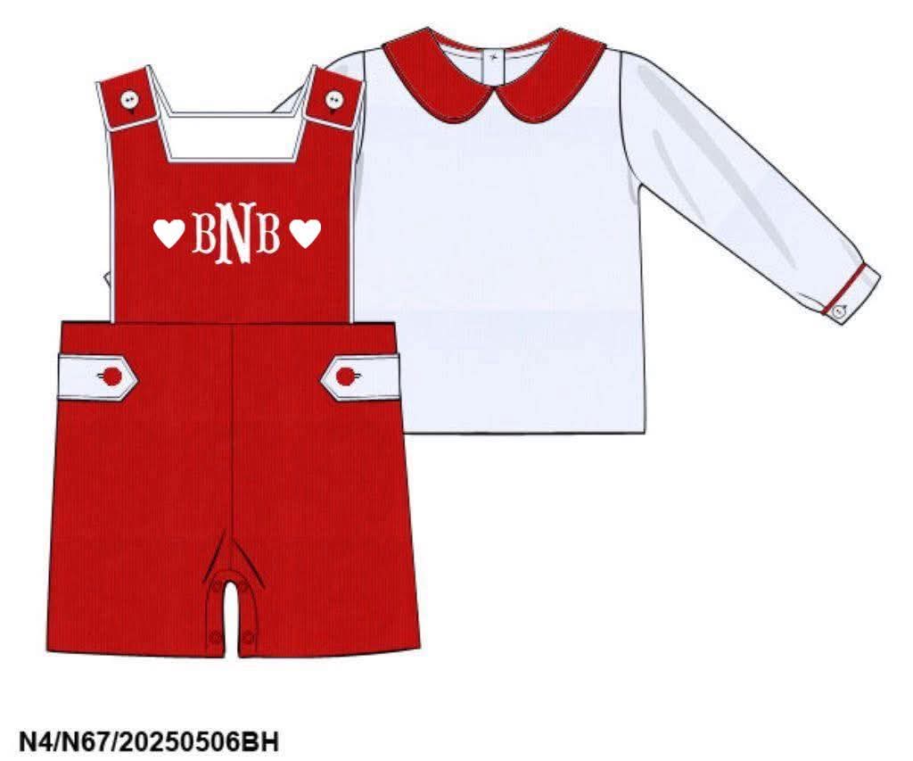Pre Order 147: Valentine Party- Boys 2pc Corduroy Shortall