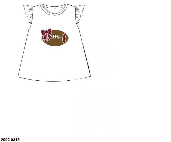RTS: Bryant Collection- Girls Football Applique White Knit Shirt (No Monogram)