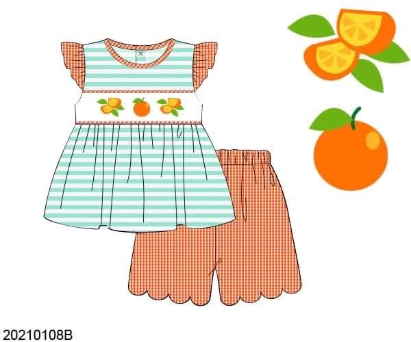 Throwback Pre Order: Orange You Sweet- Girls Woven Short Set