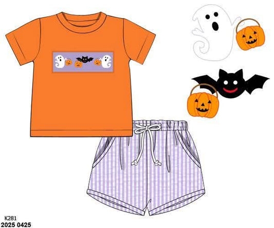 Pre Order 126: A Little Batty- Boys Woven Shortie Set