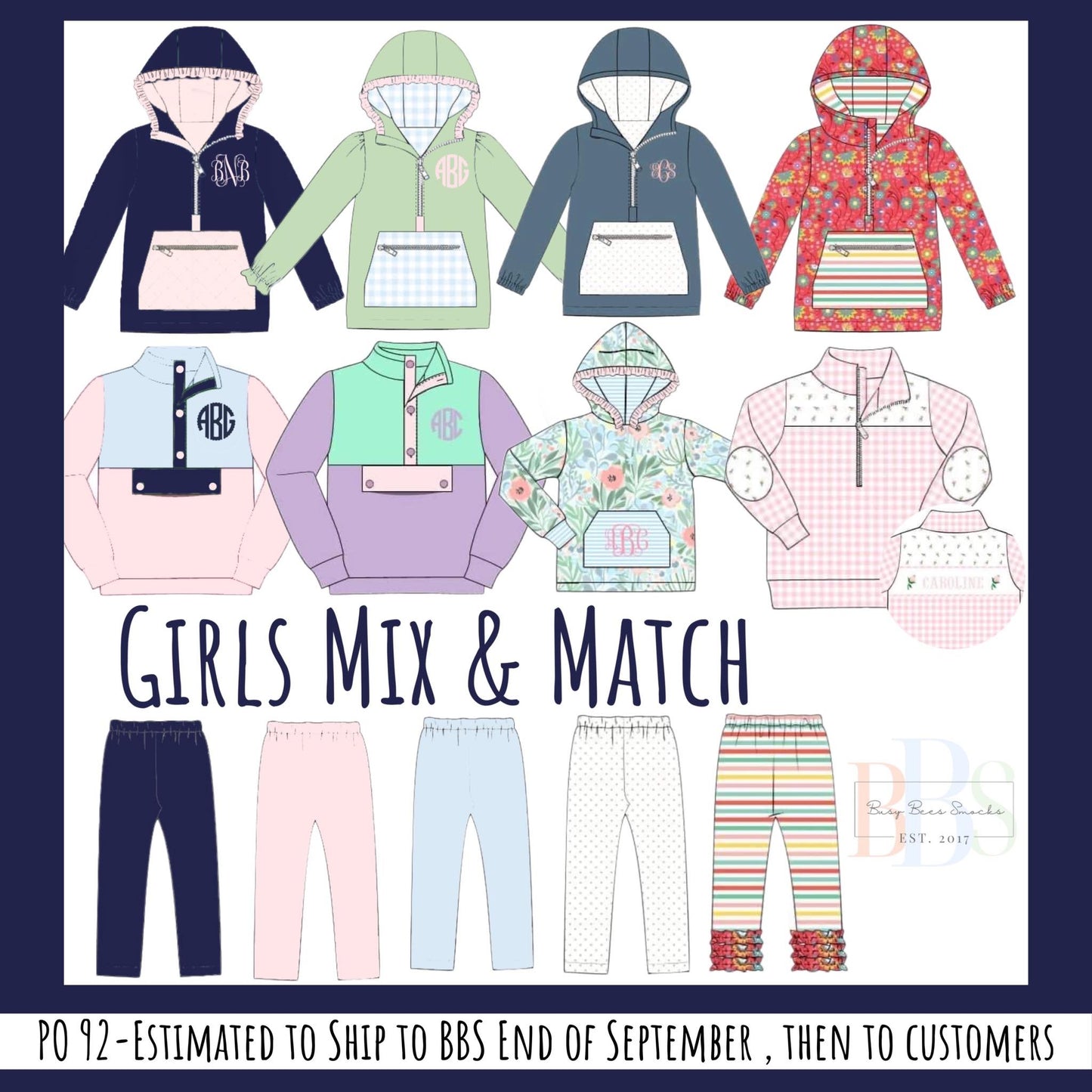 RTS: Girls Mix & Match- Asher Blue Knit Leggings