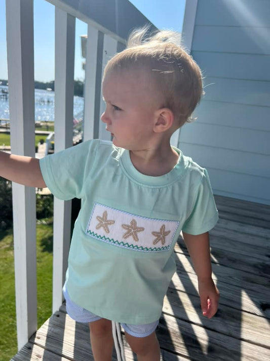 RTS: Sellers Starfish- Boys Smocked Shirt