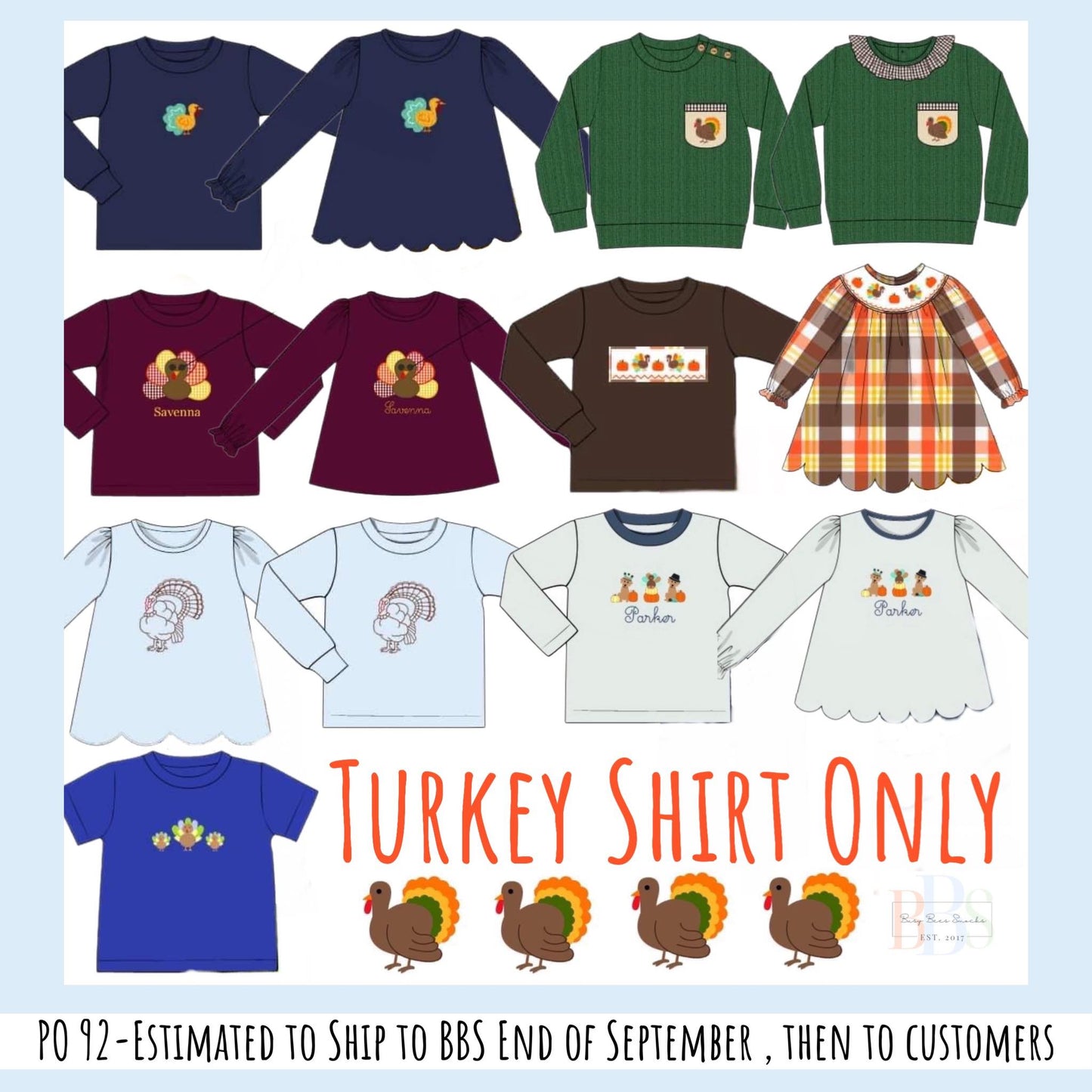 RTS: Turkey Shirt Only- Boys Plum Button Turkey (No Monogram)