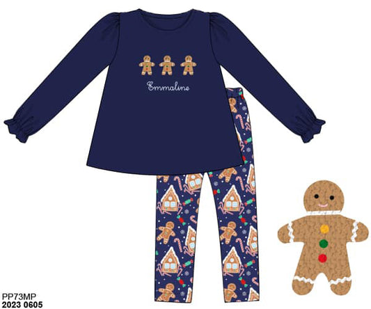 RTS: Navy Gingerbread- Girls Knit Legging Set(No Monogram)