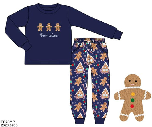RTS: Navy Gingerbread- Boys Knit Jogger Set (No Monogram)