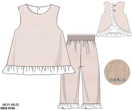 RTS: Girls Woven Muslin Pant Set