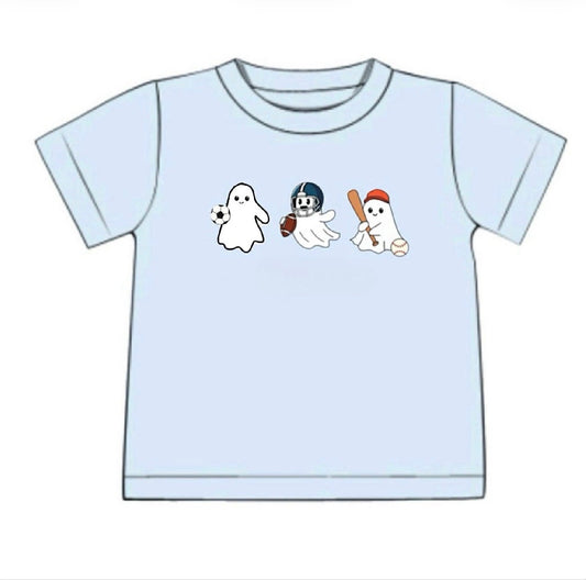 RTS: Halloween Shirt Only- Sport Ghosts Boys Shirt