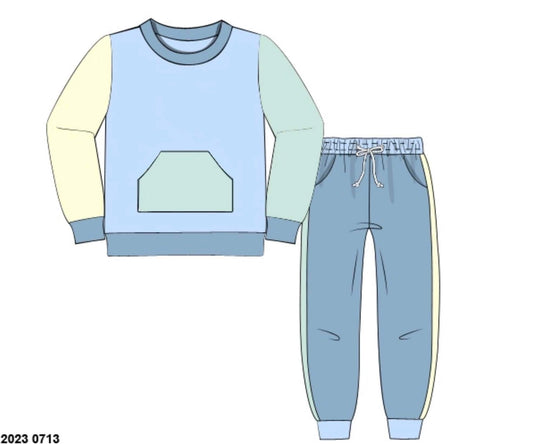 RTS: Winter Color Block- Adult/Boys Knit Jogger Set