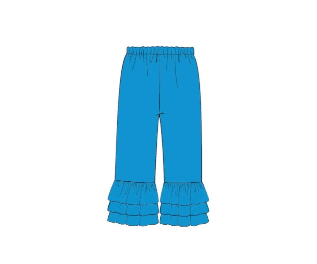 Pre Order 145: Mix & Match- Girls Knit Aqua Ruffle Pants