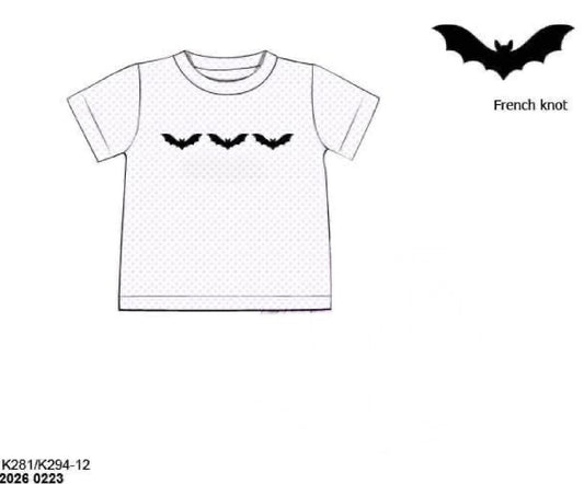 RTS: Halloween Shirt Only- Bitty Dot Bats Boys Shirt