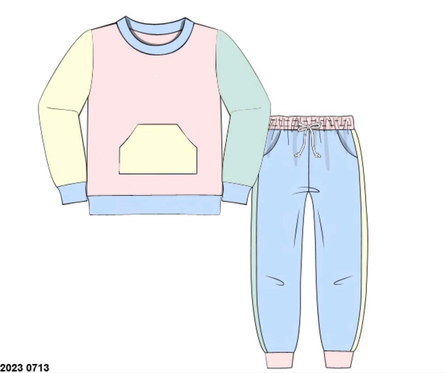 RTS: Winter Colorblock- Girls Knit Jogger Set