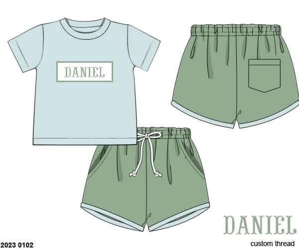 Pre Order 149: Everyday Name Smocks- Boys Kira Rae Knit Shortie Set