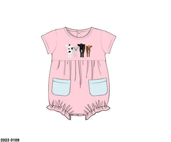 Customer Choice Pre Order 1: Girls Cow Appliqué Bubble