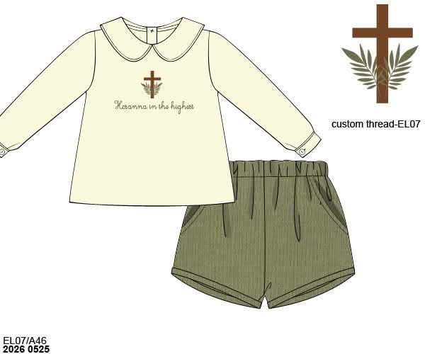Pre Order 148: Hosanna- Boys Woven Shortie Set