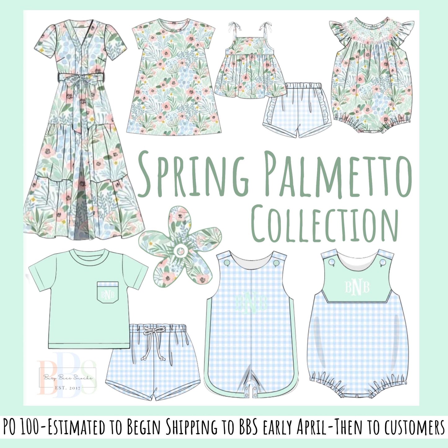 RTS: Palmetto Floral- Boys Knit Bubble (No Monogram)