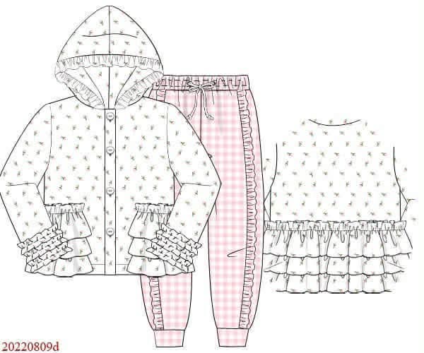 Pre Order 145: Girls Only- Rose Bud Floral Knit Jogger Set