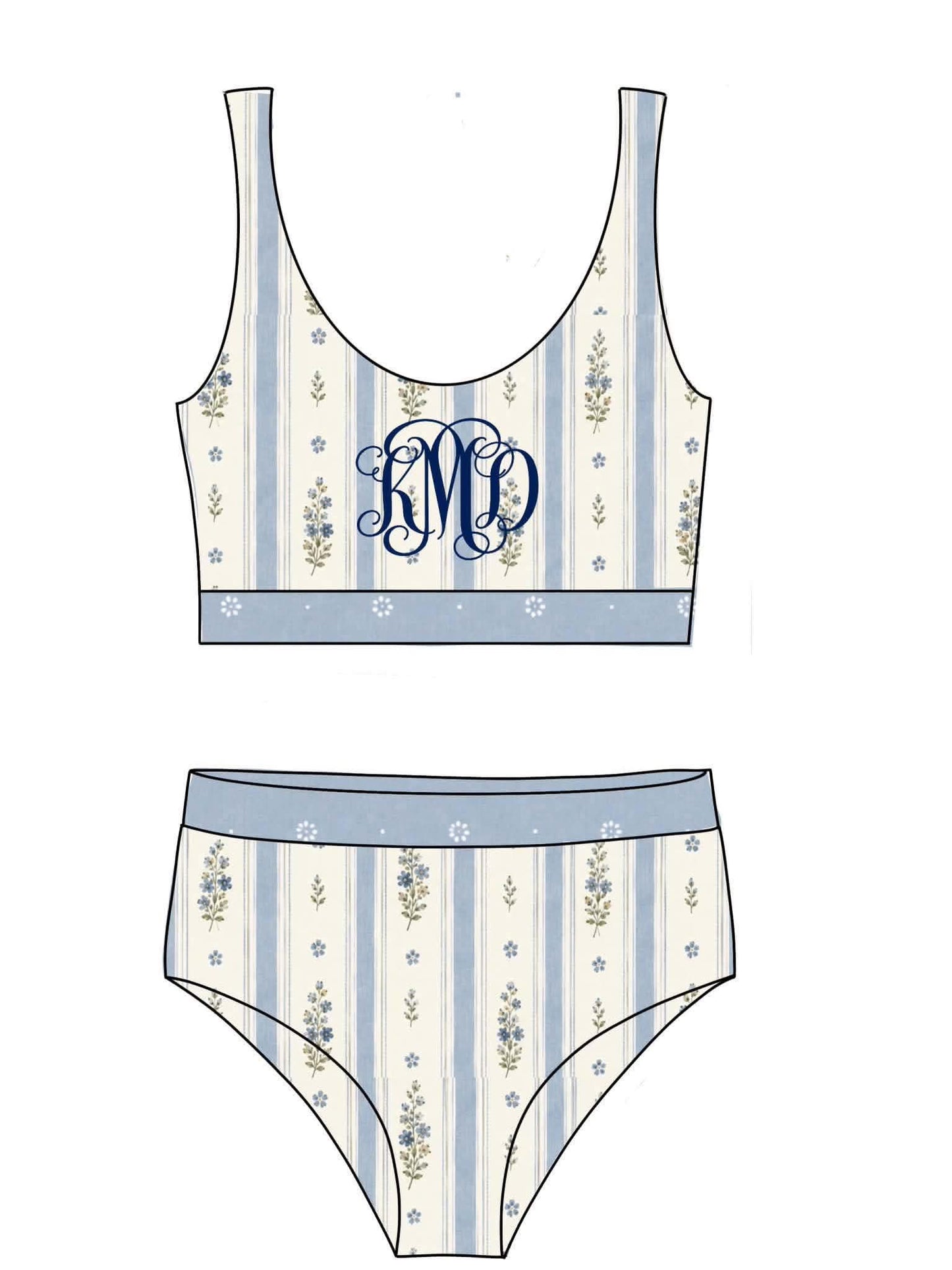 Pre Order 148: Kacie's Floral & Plaid- Mom/Mini 2pc Rashguard Swim