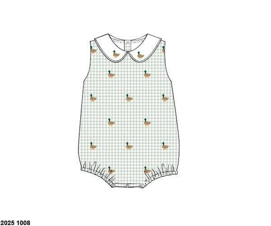 Pre Order 141: Boys Only- Embroidered Mallard Woven Bubble