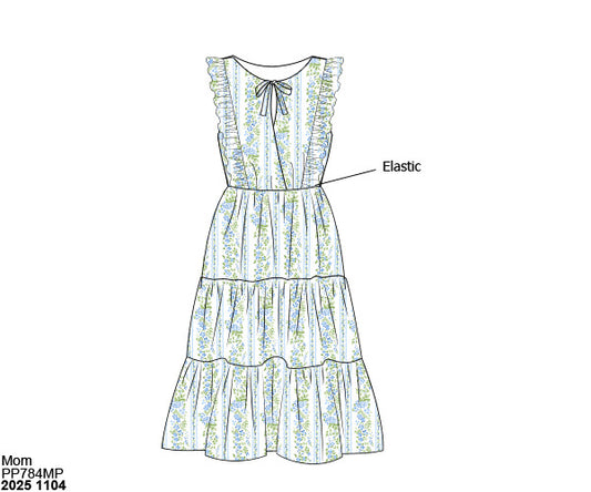 RTS: Charlie Floral & Stripes- Mom/Mini Midi Woven Dress