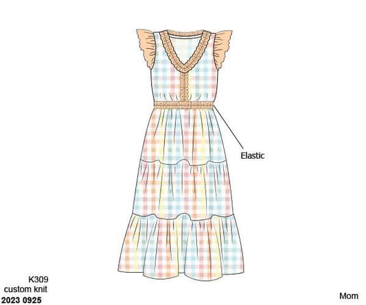 Pre Order 133: Spring Plaid- Mom Knit Midi Dress