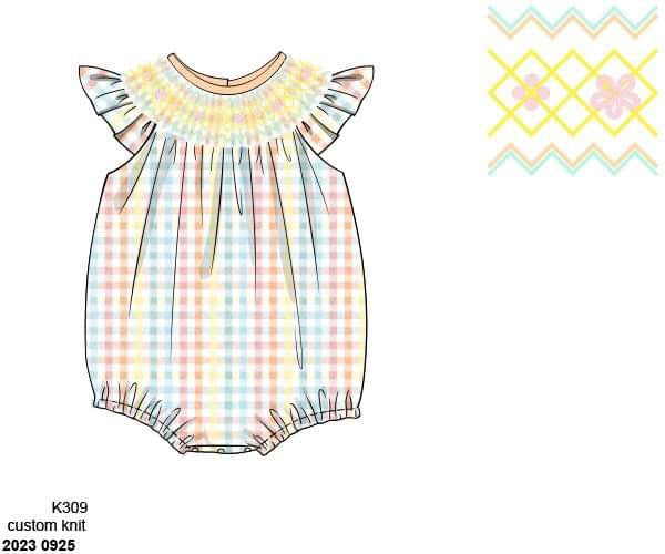 Pre Order 133: Spring Plaid- Girls Knit Bishop Bubble