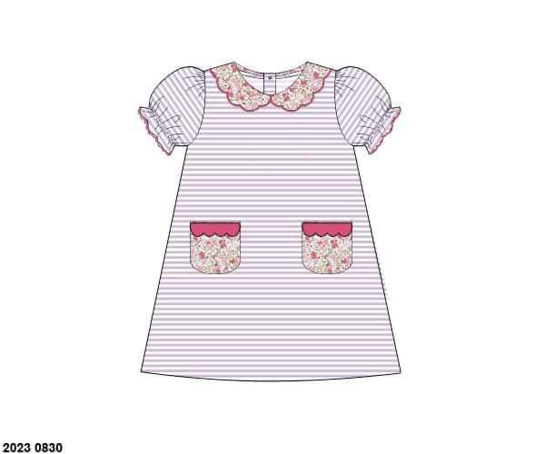 RTS: Girls Only- Purple Stripe Knit Dress (No Monogram)