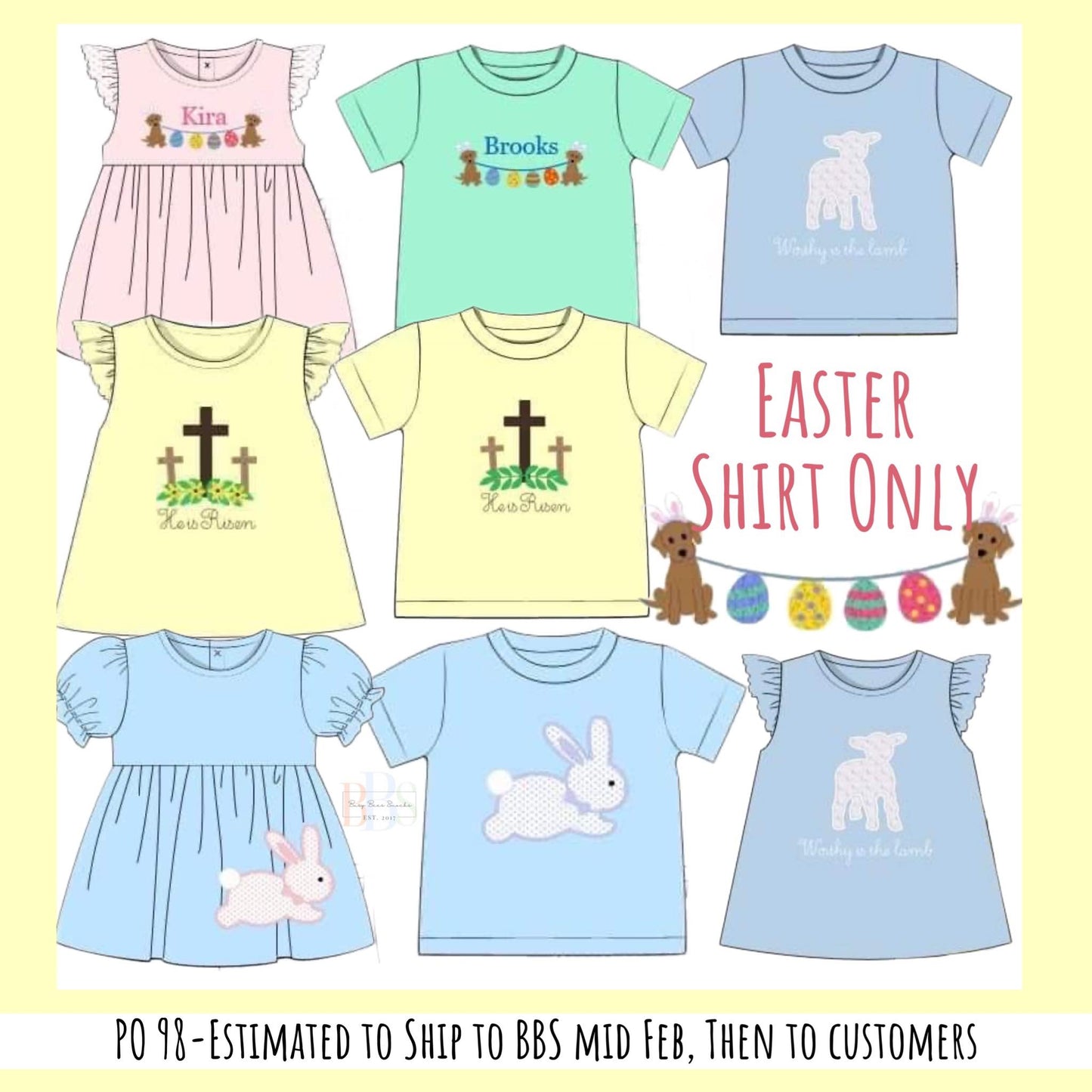 RTS: Easter Shirt Only- Boys Minky Lamb