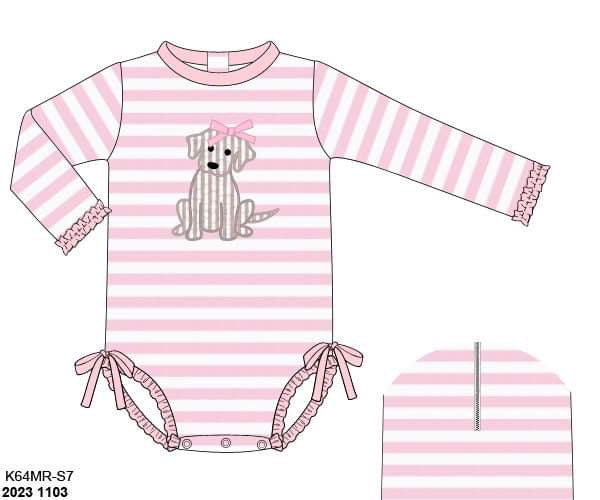 RTS: BBS Puppy- Girls 1pc Long Sleeve Rash Guard Swim