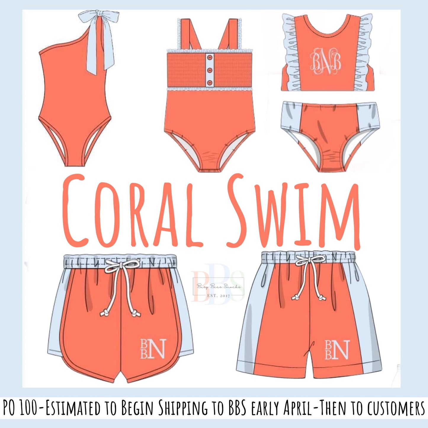 RTS: Coral Swim- Girls 2pc Rash Guard Swim (No Monogram)
