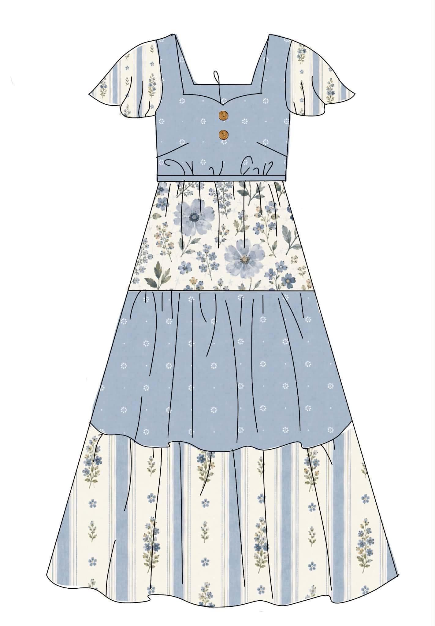 Pre Order 148: Kacie's Floral & Plaid- Mom/Mini Woven Maxi Dress
