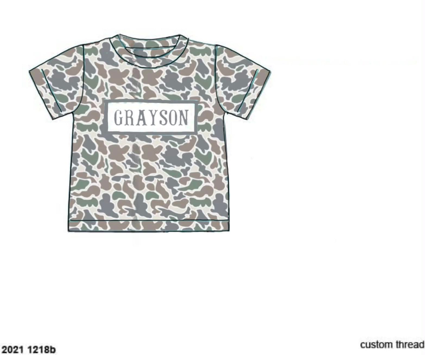Pre Order 146: Name Smocks- Boys Camo Knit Shirt