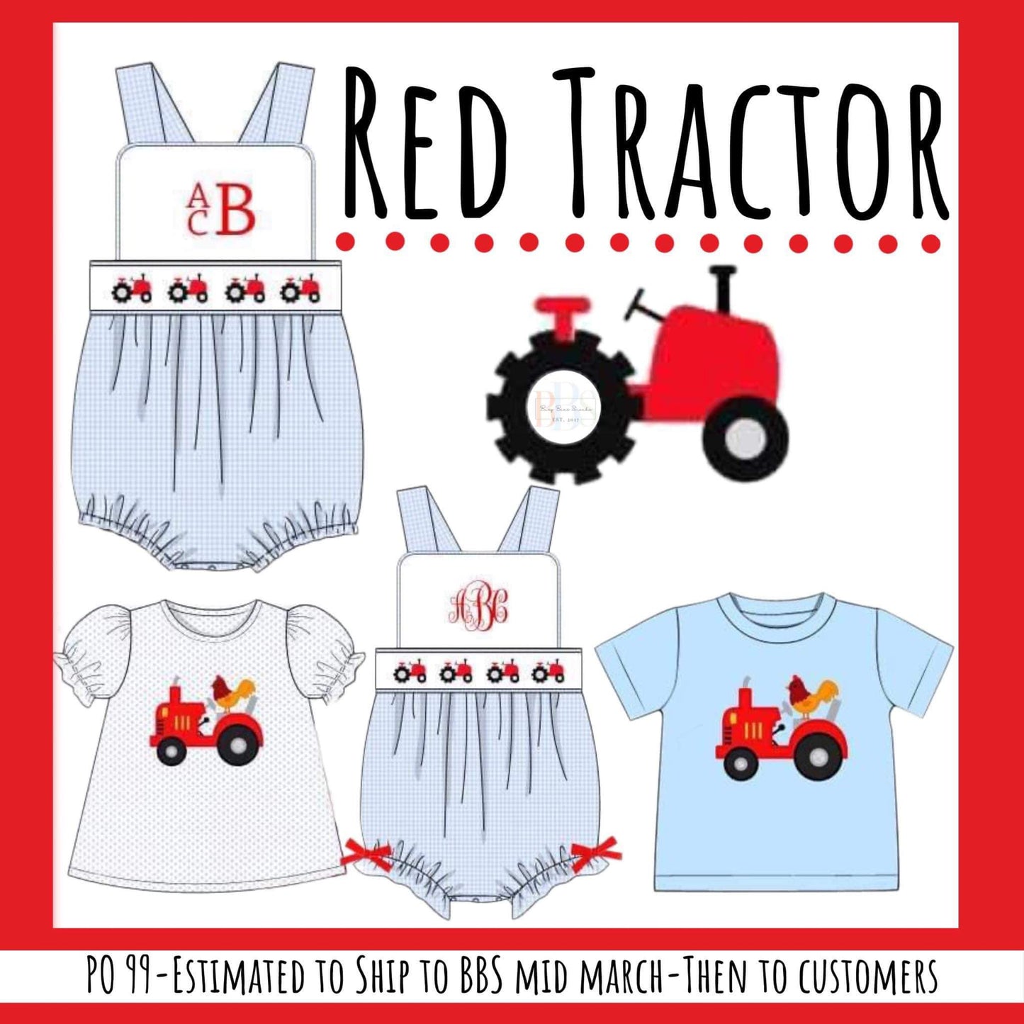 RTS: Red Tractors- Boy Woven Sunsuit (No Monogram)