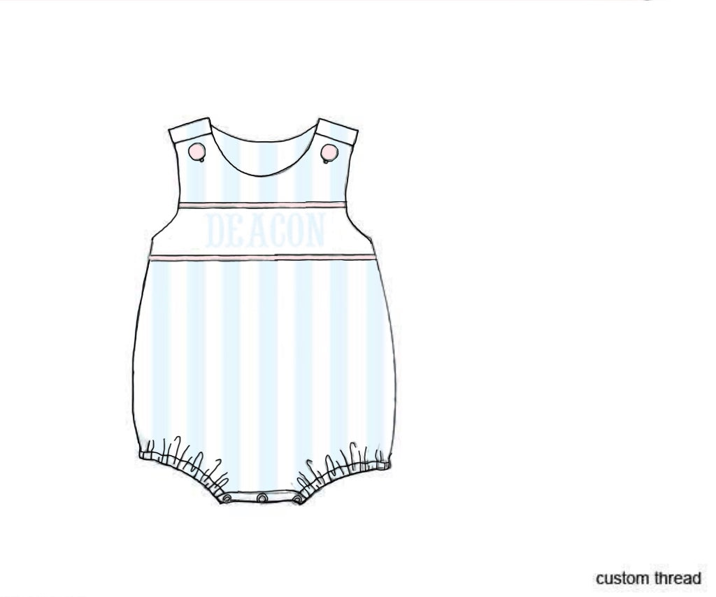 Pre Order 138: Pastel Stripe- Boys Knit Name Smock Bubble