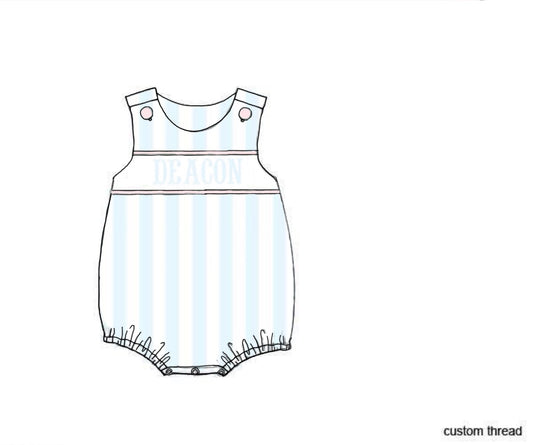 Pre Order 138: Pastel Stripe- Boys Knit Name Smock Bubble