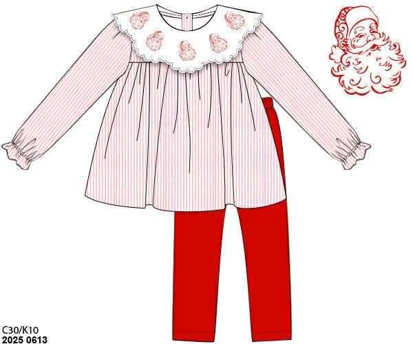 RTS: Dear Santa- Girls Embroidered Legging Set