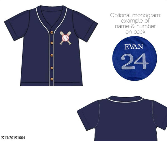 Pre Order 149: Homerun- Adult/Mini Navy Knit Jersey