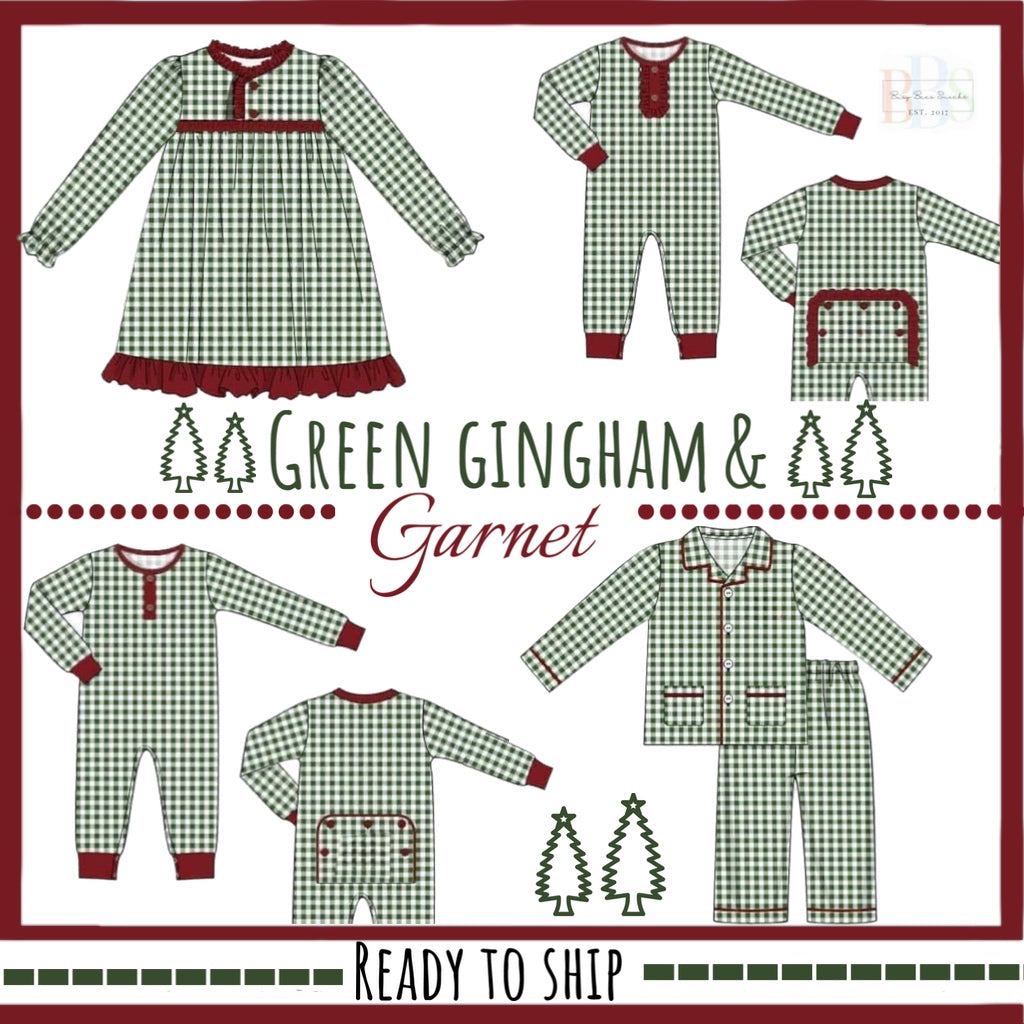 *CHRISTMAS RTS: Green Gingham & Garnet- Boys Knit 2pc Lounge