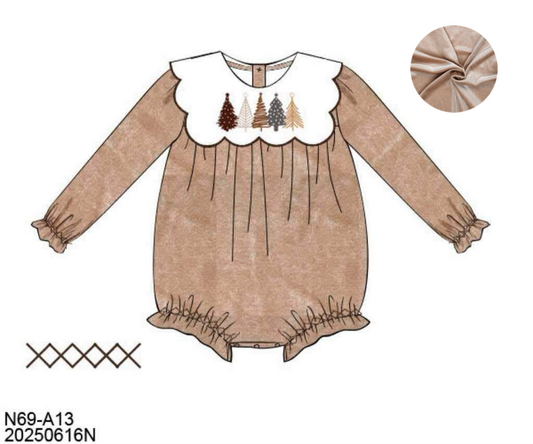 RTS: Velvet Trees- Girls Embroidered Bubble