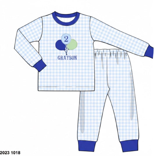 RTS: Boys Knit Birthday 2pc Lounge Set "2, GRAYSON"