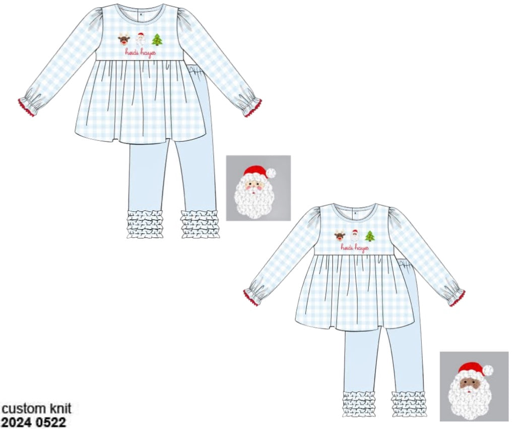 RTS: Festive French Knot- Girls Knit Legging Set (No Monogram)