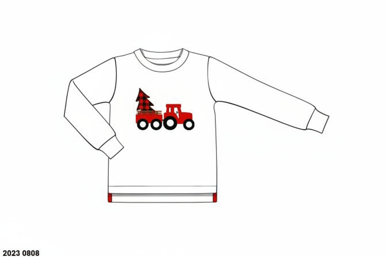 RTS: Christmas Shirt Only- Boys Tractor & Tree Shirt
