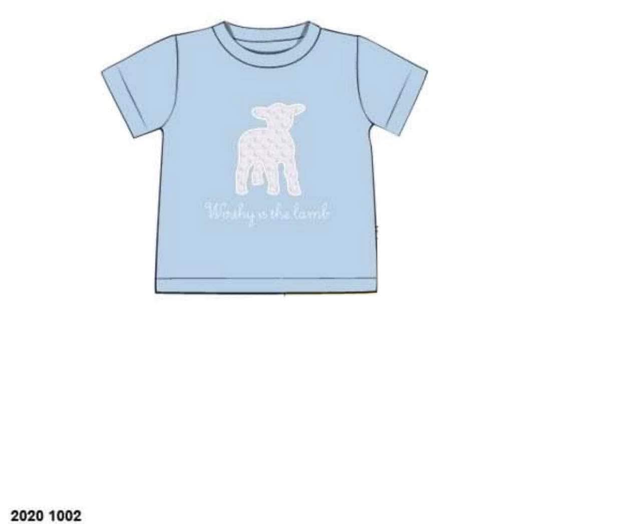 Pre Order 148: Easter Shirt Only- Boys Worthy Appliqué Knit Shirt